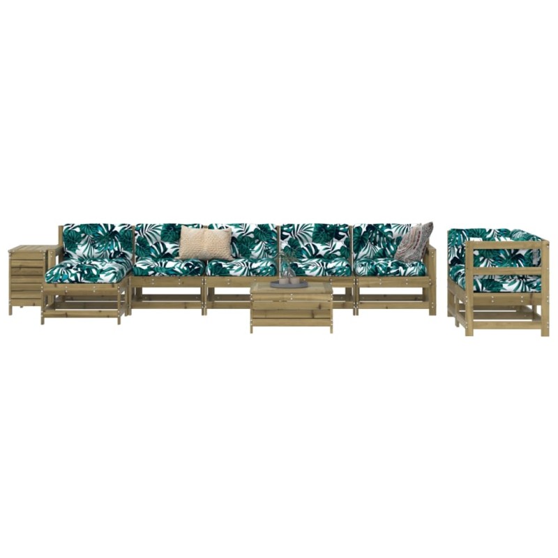 vidaXL Juego de sofás de jardín 10 pzas madera de pino impregnada vidaXL Juego de sofás de jardín 10 pzas madera de pino impregnada
