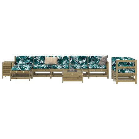 vidaXL Juego de sofás de jardín 10 pzas madera de pino impregnada