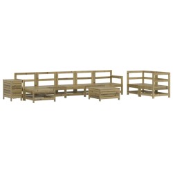 vidaXL Juego de sofás de jardín 10 pzas madera de pino impregnada