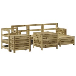 vidaXL Juego de sofás de jardín 7 pzas madera de pino impregnada