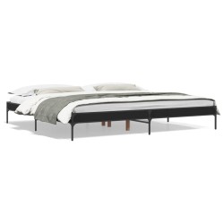 vidaXL Estructura de cama madera de ingeniería y metal negro 180x200cm