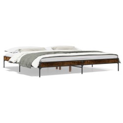vidaXL Estructura cama madera ingeniería metal roble ahumado 180x200cm