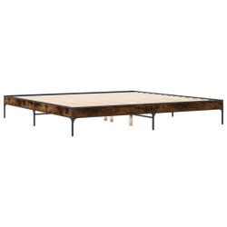 vidaXL Estructura cama madera ingeniería metal roble ahumado 180x200cm