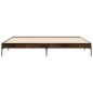 vidaXL Estructura cama madera ingeniería metal roble ahumado 180x200cm vidaXL Estructura cama madera ingeniería metal roble ahumado 180x200cm