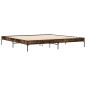 vidaXL Estructura cama madera ingeniería metal roble ahumado 180x200cm vidaXL Estructura cama madera ingeniería metal roble ahumado 180x200cm