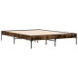 vidaXL Estructura cama madera ingeniería metal roble ahumado 135x190cm vidaXL Estructura cama madera ingeniería metal roble ahumado 135x190cm