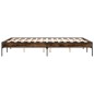 vidaXL Estructura cama madera ingeniería metal roble ahumado 135x190cm vidaXL Estructura cama madera ingeniería metal roble ahumado 135x190cm