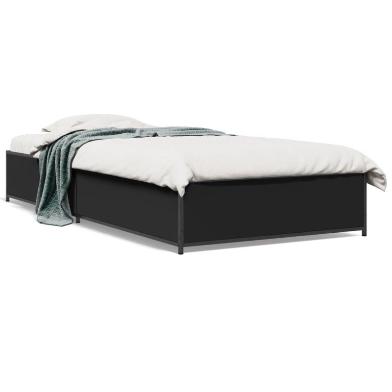 vidaXL Estructura de cama madera ingeniería y metal negro 100x200 cm vidaXL Estructura de cama madera ingeniería y metal negro 100x200 cm