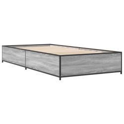 vidaXL Estructura cama madera ingeniería metal gris Sonoma 90x190 cm