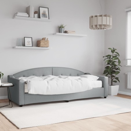 vidaXL Sofá cama con colchón tela gris claro 80x200 cm