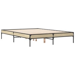 vidaXL Estructura cama madera ingeniería metal roble Sonoma 120x200 cm
