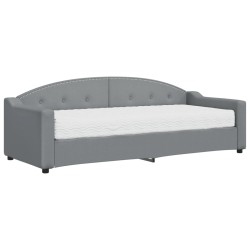 vidaXL Sofá cama con colchón tela gris claro 80x200 cm