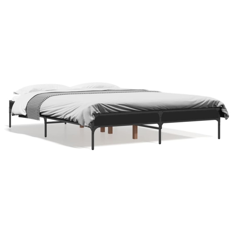 vidaXL Estructura de cama madera de ingeniería y metal negro 140x190cm vidaXL Estructura de cama madera de ingeniería y metal negro 140x190cm