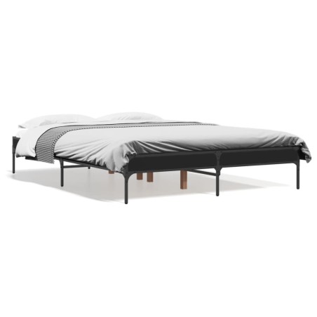 vidaXL Estructura de cama madera de ingeniería y metal negro 140x190cm