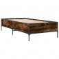 vidaXL Estructura cama madera ingeniería metal roble humo 100x200 cm vidaXL Estructura cama madera ingeniería metal roble humo 100x200 cm