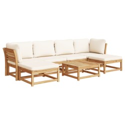 vidaXL Juego de muebles jardín 7 pzas con cojines madera maciza acacia