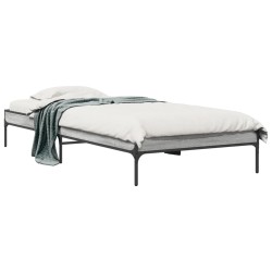 vidaXL Estructura cama madera ingeniería metal gris Sonoma 90x200 cm