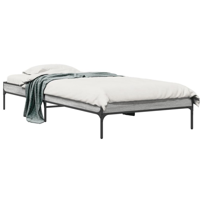 vidaXL Estructura cama madera ingeniería metal gris Sonoma 90x200 cm vidaXL Estructura cama madera ingeniería metal gris Sonoma 90x200 cm
