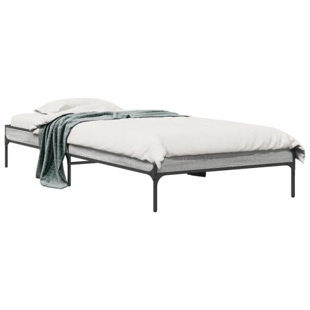 vidaXL Estructura cama madera ingeniería metal gris Sonoma 90x200 cm