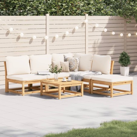 vidaXL Juego de muebles jardín 6 pzas con cojines madera maciza acacia