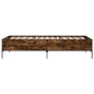 vidaXL Estructura cama madera ingeniería metal roble ahumado 90x200 cm vidaXL Estructura cama madera ingeniería metal roble ahumado 90x200 cm