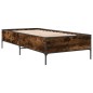 vidaXL Estructura cama madera ingeniería metal roble ahumado 90x200 cm vidaXL Estructura cama madera ingeniería metal roble ahumado 90x200 cm