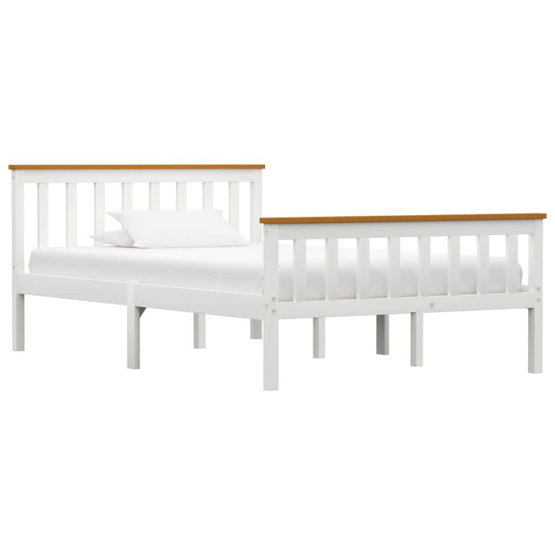 vidaXL Estructura de cama de madera maciza de pino blanco 120x200 cm vidaXL Estructura de cama de madera maciza de pino blanco 120x200 cm