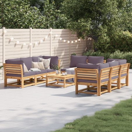 vidaXL Juego de muebles jardín 9 pzas con cojines madera maciza acacia
