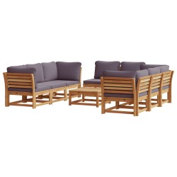 vidaXL Juego de muebles jardín 9 pzas con cojines madera maciza acacia