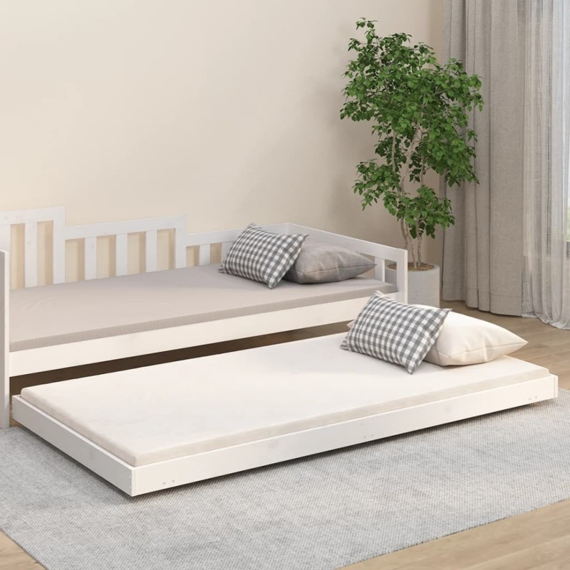 vidaXL Estructura de cama madera maciza de pino blanco 90x200 cm vidaXL Estructura de cama madera maciza de pino blanco 90x200 cm