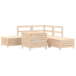 vidaXL Juego de sofás de jardín 6 piezas madera maciza de pino