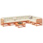 vidaXL Set de sofás jardín 8 pzas con cojines madera pino marrón cera