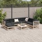 vidaXL Juego de sofás de jardín 8 pzas con conjines madera maciza pino vidaXL Juego de sofás de jardín 8 pzas con conjines madera maciza pino