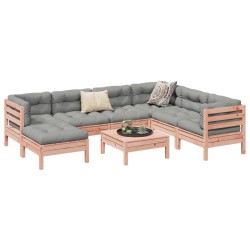 vidaXL Set de sofás jardín 8 pzas con cojines madera de abeto Douglas