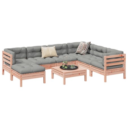 vidaXL Set de sofás jardín 8 pzas con cojines madera de abeto Douglas