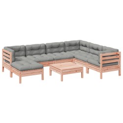 vidaXL Set de sofás jardín 8 pzas con cojines madera de abeto Douglas