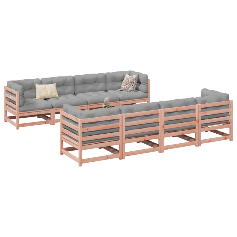 vidaXL Set de sofás jardín 9 pzas con cojines madera de abeto Douglas vidaXL Set de sofás jardín 9 pzas con cojines madera de abeto Douglas