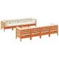 vidaXL Set de sofás jardín 9 pzas con cojines madera pino marrón cera vidaXL Set de sofás jardín 9 pzas con cojines madera pino marrón cera