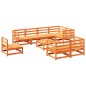 vidaXL Juego de sofás de jardín 9 pzas madera maciza pino marrón cera