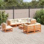 vidaXL Juego de sofás de jardín 9 pzas madera maciza pino marrón cera