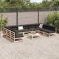 vidaXL Set de sofás de jardín 10 pzas con conjines madera maciza pino vidaXL Set de sofás de jardín 10 pzas con conjines madera maciza pino
