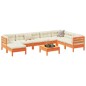 vidaXL Set de sofás jardín 9 pzas con cojines madera pino marrón cera vidaXL Set de sofás jardín 9 pzas con cojines madera pino marrón cera