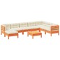 vidaXL Set de sofás jardín 9 pzas con cojines madera pino marrón cera vidaXL Set de sofás jardín 9 pzas con cojines madera pino marrón cera