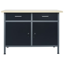 vidaXL Banco de trabajo de acero negro 120x60x85 cm