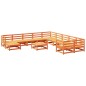 vidaXL Juego de sofás de jardín 12 pzas madera maciza pino marrón cera vidaXL Juego de sofás de jardín 12 pzas madera maciza pino marrón cera