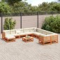 vidaXL Juego de sofás de jardín 12 pzas madera maciza pino marrón cera vidaXL Juego de sofás de jardín 12 pzas madera maciza pino marrón cera
