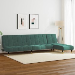 vidaXL Juego de sofás 2 piezas terciopelo verde oscuro