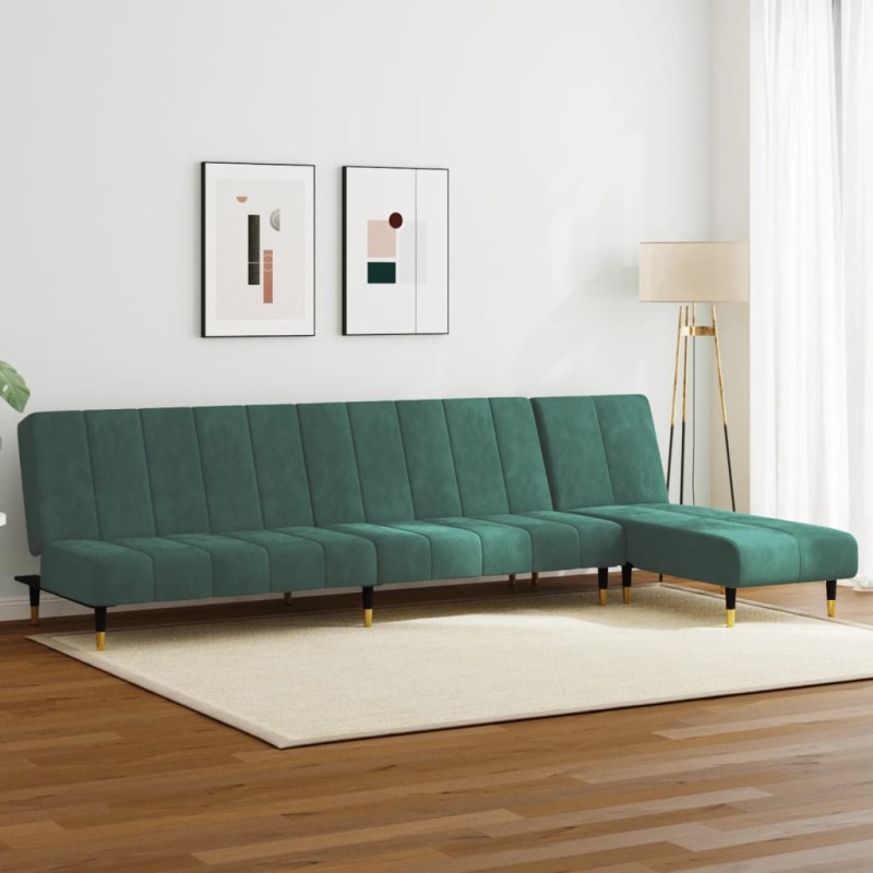 vidaXL Juego de sofás 2 piezas terciopelo verde oscuro vidaXL Juego de sofás 2 piezas terciopelo verde oscuro