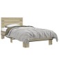 vidaXL Estructura cama madera ingeniería metal roble Sonoma 90x190 cm vidaXL Estructura cama madera ingeniería metal roble Sonoma 90x190 cm