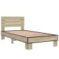 vidaXL Estructura cama madera ingeniería metal roble Sonoma 90x190 cm vidaXL Estructura cama madera ingeniería metal roble Sonoma 90x190 cm